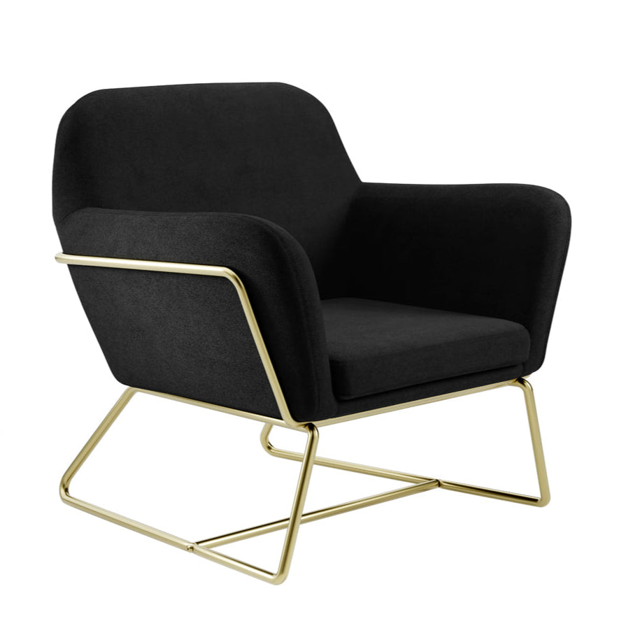 Charles Black Velvet & Brushed Gold Armchair